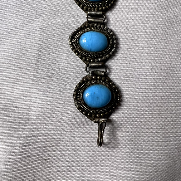 Chunky Turquoise Large Stone Silver Plated Bracelet Roman Slave Cuff Lot of 6‎ - Picture 10 of 16